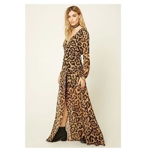 NWT Reverse leopard print wrap dress